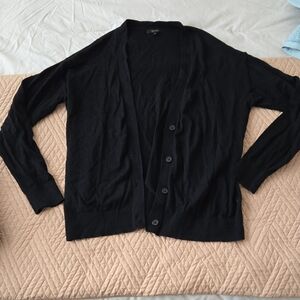 Quince Elegant Black Button-Up Cardigan